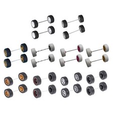 4x 1/64 Scale Wheels with Miniature Roll Shaft Toys Replacement Parts for