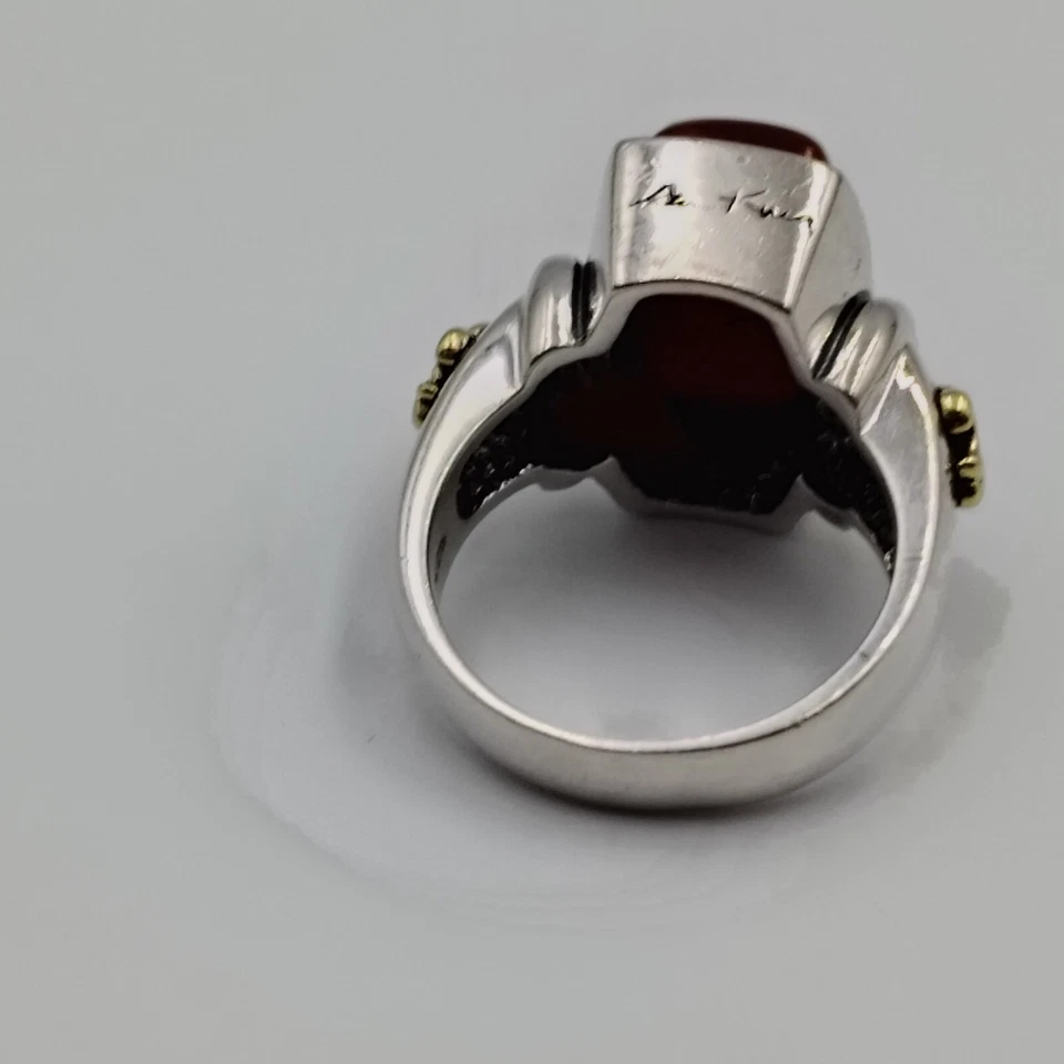 Anillo de cóctel Ann King de plata de ley 925 18 quilates cornalina flor de lis talla 8 Foto 3 de 4