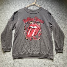 The Rolling Stones Sweatshirt Womens XL Gray Pullover Sweater Long Sleeve