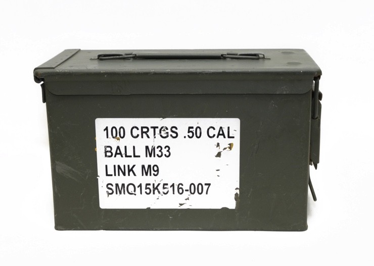 弾薬箱 .50 CAL 100 CRTG BALL M33 Vintage Metal Can Box Army Military 100 Cartridges 50 cal