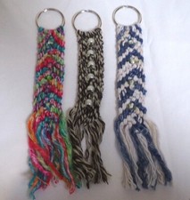 HANDMADE BEADED MACRAME KEY CHAIN ACCESSORY KEY RING PICK YOUR COLOR NEW 