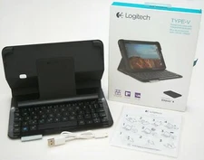 Logitech Type-V Ellipsis 8 Black Keyboard Folio Bluetooth Case Stand Ultra-Slim