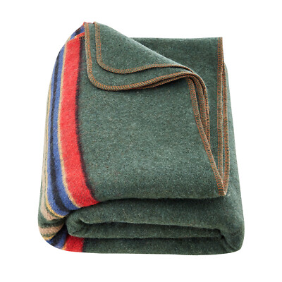 Wool Camping Blanket 64'' x 88'' Warm for Camping Hiking Travel Texture