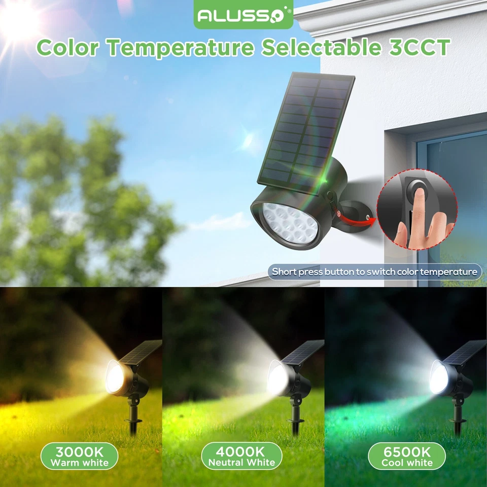 2-8 Pack Solar Spotlights Landscape Lights Outdoor Garden Pathway Lamps IP65 - Image 2 of 4