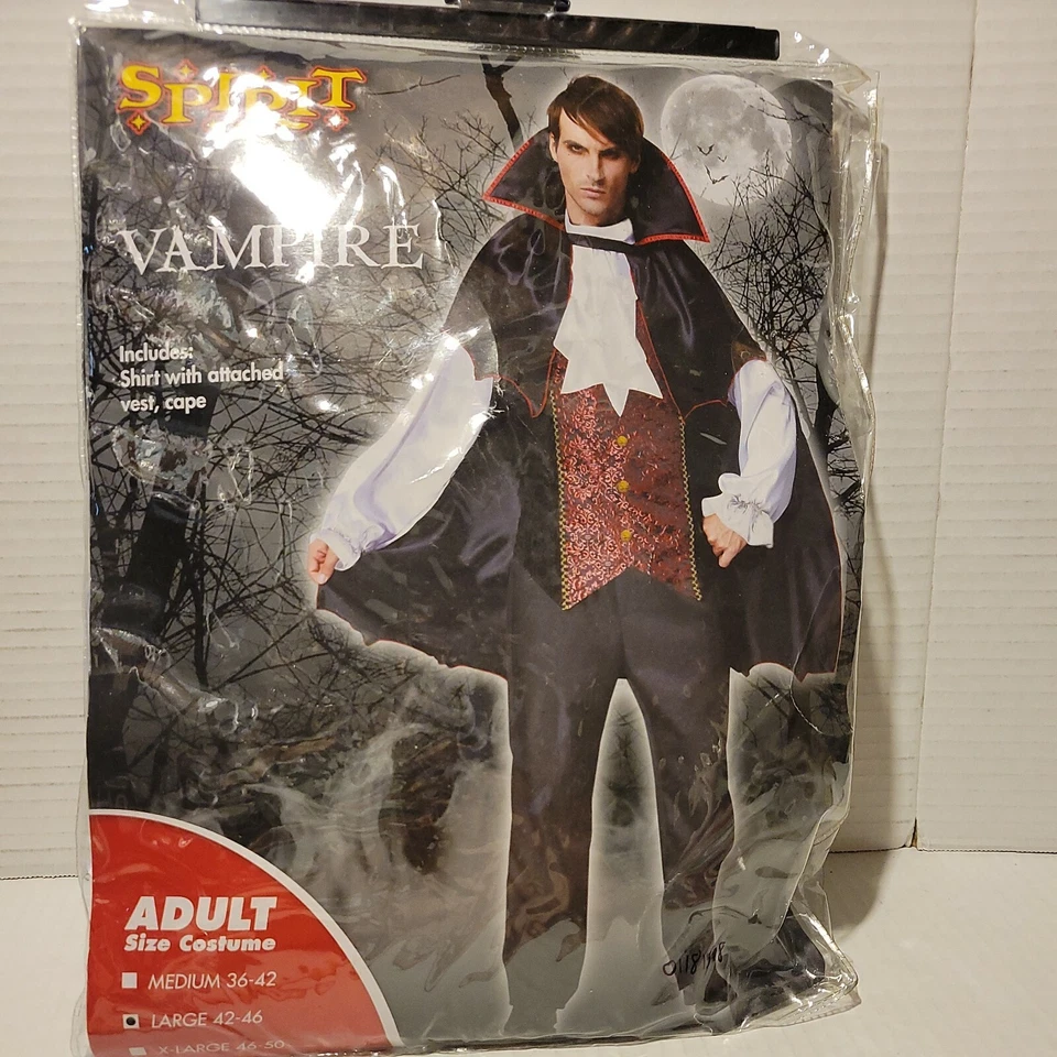 Disfraz de Vampiro Adulto 42-46 Drácula Halloween Elegante Camisa/Chaleco, Capa Nuevo Foto 3 de 4