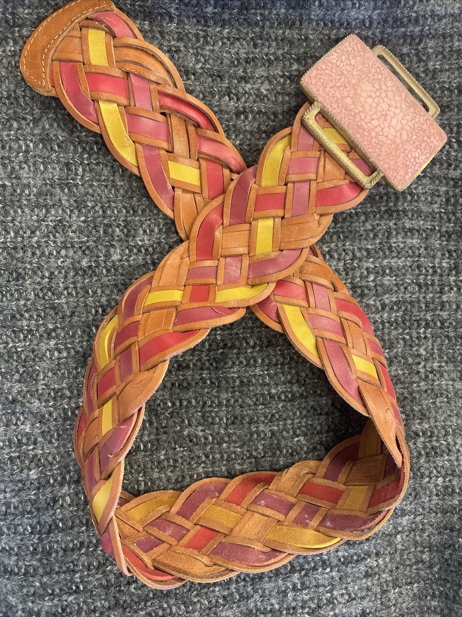 STUNNING Motif 56 Woven Leather Multi Color Wide Braid 