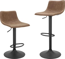 Bar Stools Set of 2 Counter Height, Swivel Barstools with Footrest and L Shape B