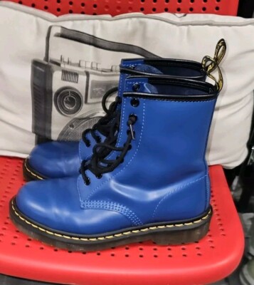 Vintage Dr Martens 1460 8-Eye Boots Blue Leather Size UK