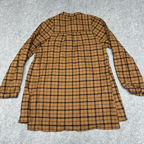 Ingrid and Isabel Maternity Top Women Peasant Blouse Shirt S Brown Black Plaid - Picture 10 of 11