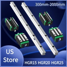 2PCS HGR15/20/25 Linear Rail Guide 200mm-2000mm+4PCS HGH15/20/25CA Blocks CNC