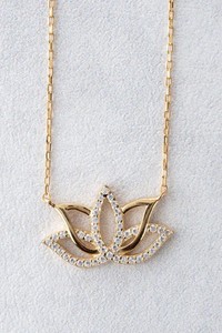 Authentic 925 Silver Lotus Flower Pendant Tester Pass Moissanite 14k Yellow Gold Plated