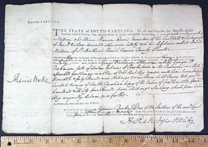RARE Document Signed - Aedanus Burke, Rutledge, et al 1785 South Carolina theft