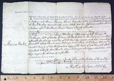 RARE Document Signed - Aedanus Burke, Rutledge, et al  1785 South Carolina theft