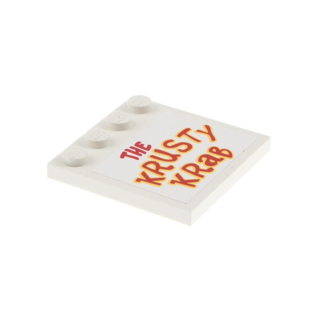 1x Lego Tile Modified 4x4 White The Krusty Krab Spongebob 3825 6179pb010