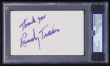 Randy Travis Signed Index Card (PSA) Country Music HOF Auto Grammy Award Winner