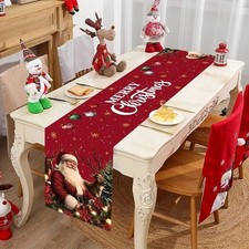 Image of Merry Christmas Table Runner Santa Claus 35*180cm Polyester Xmas Table Decor