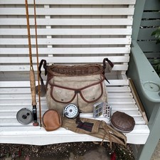 Trout Fly Outfit Vintage Cane Rod  Reels Creel