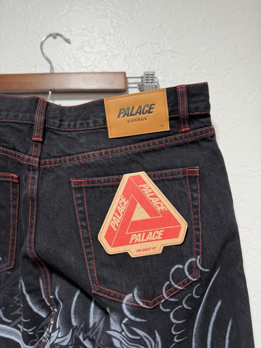 幻の品 palace skateboards susanoo p90 jean Palace Susanoo Black Denim P90 Jean Size 34 Brand New Fw25 Baggy