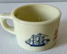 Vintage Old Spice Shulton Ship Grand Turk Salem 1786 Shaving Mug Milk Glass