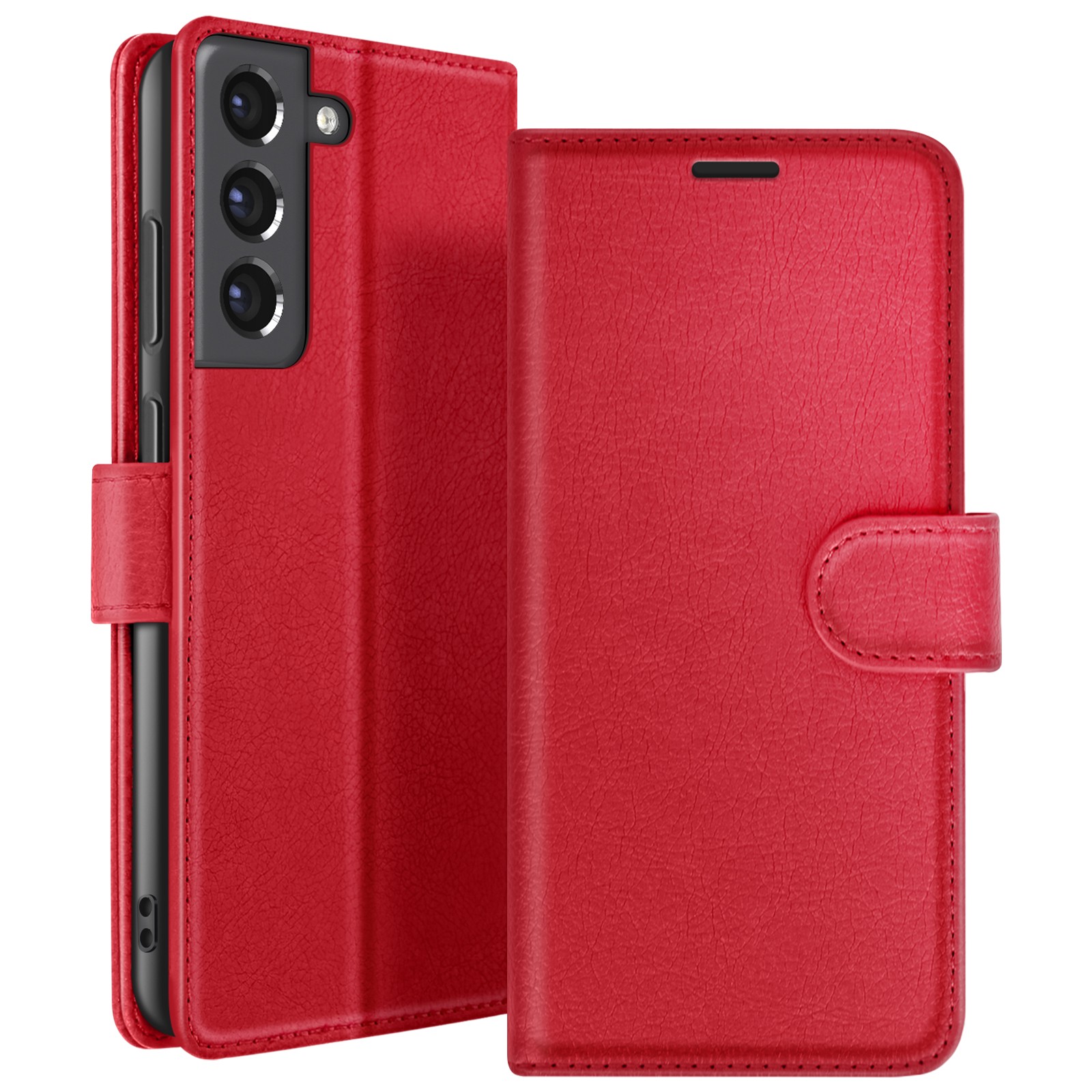 Étui portefeuille rouge en cuir pour Galaxy S21 FE 5G Zanaé