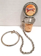 SOUTHWESTERN HORSE Wine Bottle Cork Stopper w/ Chain & Ring RAWCLIFFE PEWTER
