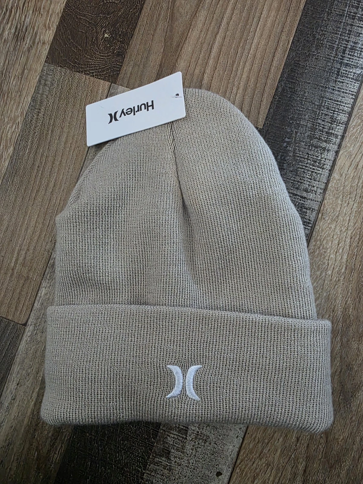 Men's Hurley Icon Cuff Fleece 3.0 Beanie - one size. Beige