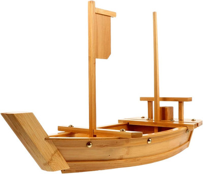 Large 28'' Wooden Sushi Boat Serving Tray for Sashimi and Seafood Parties