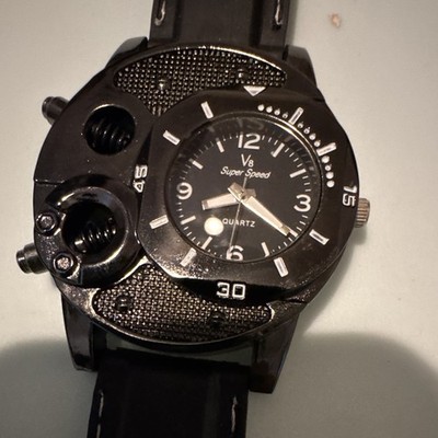 V8 Super Speed Men s Quartz Analog Watch Black Dial Leather Strap Round