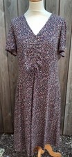 Hobbs Short Sleeve Midi Dress Size 16 Navy Ditsy Leaf Print Charity Sale
