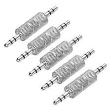 5 Pcs TRS3.5mm Male to 3.5mm Male Zinc Alloy Nickel Plating Adapter