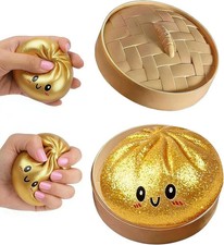 Gold Dumpling Squezee with Box Sensory Squeeze Fidget Toy for Stress Relief Gift