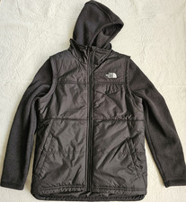 The North Face Boys Hooded Full Zip Nylon Jacket w/ Pockets Black Size L 14-16