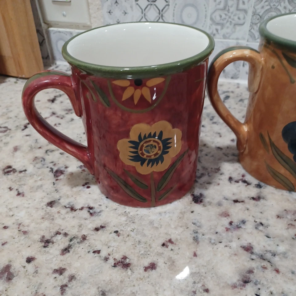 Сертифицированный международный кофейные кружки набор из 4 Susan Winget тюльпаны подсолнечника анютины глазки - Изображение 2 из 4