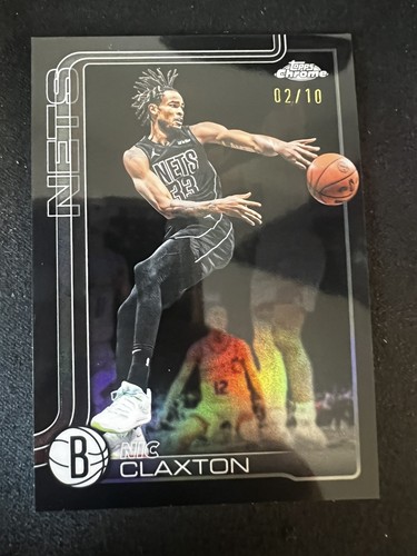 Topps 2026 Chrome Update 2/10 TRUE BLACK NBA Nic Claxton #123 2/10 Brooklyn Nets