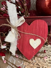 Rustic Primitive Farmhouse Country Valentines Day Decor HEART Handmade Wood Sign