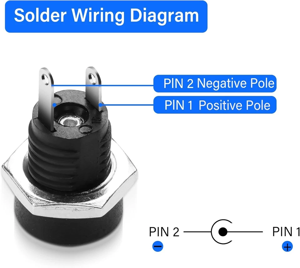 20x DC Power Jack 5.5x2.1mm Panel Mount Male Plug Female Socket Connector 12V - Image 4 of 4