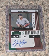 2022 JUAN YEPEZ CONTENDERS DRAFT TICKET GREEN RC AUTO 50/50 (CARDINALS) #61