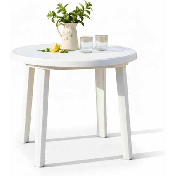 Mesa de Jardín Redonda 90cm de resina Auxiliar Exterior desmotable portátil, C