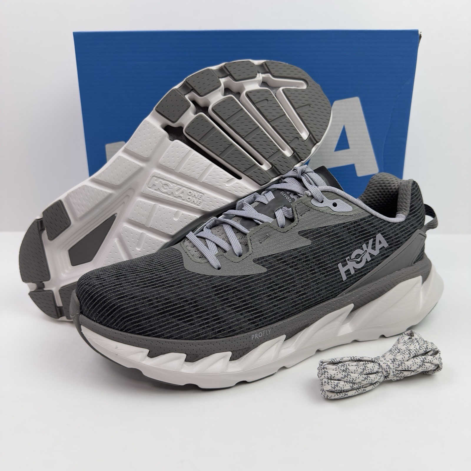 Hoka One One U Elevon 2 TS Running Shoes Mens 11.5 Foggy Grey Grout