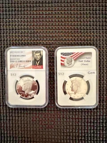 Lot of (2) 2002-S Silver Kennedy Proof Half Dollars GRADED and UNGRADED