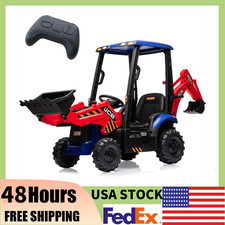 12V Kid Electric Ride-On Excavator 4-in-1 Construction Vehicle w/Adjustable Seat