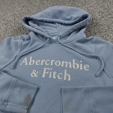 VTG Abercrombie Fitch Hoodie Womens XS Blue Embroidered Pullover Sweatshirt Y2K
