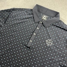 FootJoy Mens Athletic Fit Golf Polo Shirt Navy Blue Diamond Print XL