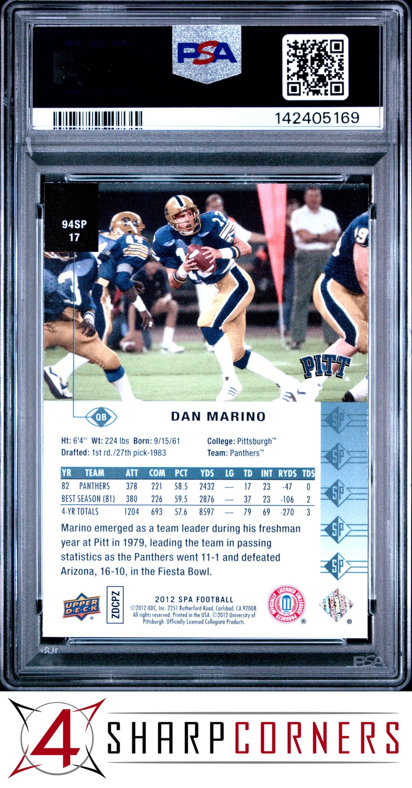 2012 SP AUTHENTIC 1994 SP #17 DAN MARINO HOF PSA 10 view 2