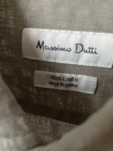 Camisa Massimo Dutti 100 % lino abotonada manga larga gris suave pequeña - Imagen 3 de 9