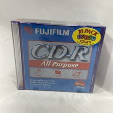 FUJIFILM CD-R 10-Pack W/Slim Jewel Cases New Factory Sealed 80min, 700 MB