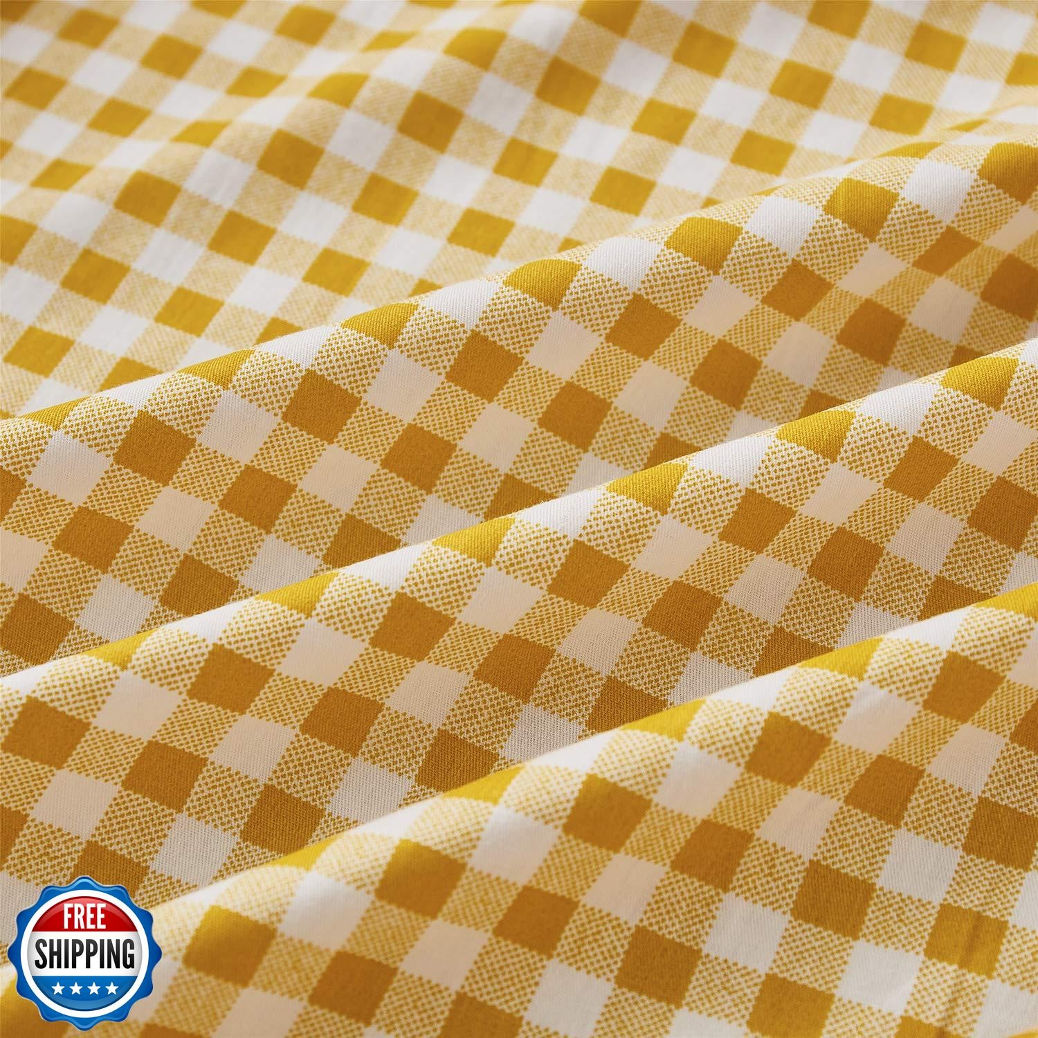 Brandream Baby Girl Crib Sheet Yellow Plaid Fitted Sheet Breathable Soft Stan