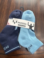 Messi Kids 4 - 10 Lifestyle Quarter Socks, 6-Pack, Soft Stretchy, Large