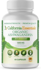 Ashwagandha 1300mg Organic Root  Natural Energy, Strength, Stress Relief Support