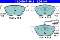 Bremsbelagsatz FÜR Alfa Romeo 156 (932 ) - ATE 13.0470-7140.2